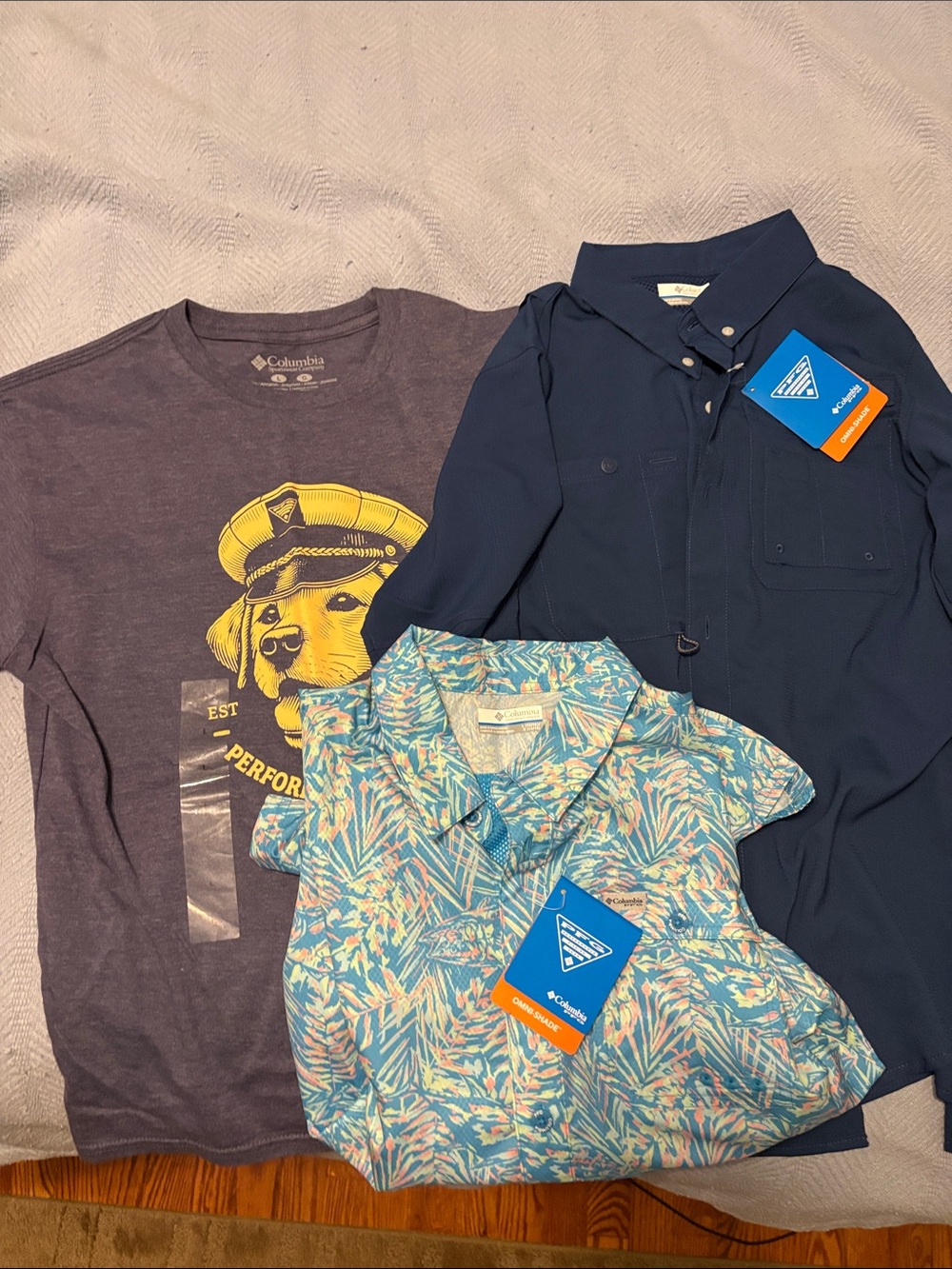Lot of 3 Columbia shirts. Boys size large (14/16).